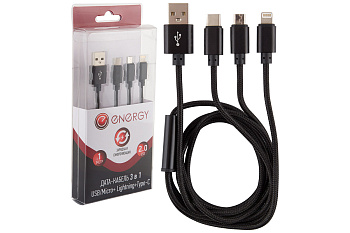 Кабель Energy ET-07 3 в 1 USB/Micro+Lighting+Type-C черный d006292