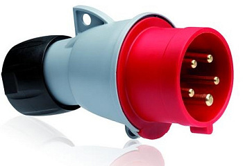 Вилка 4-х штыревая16А 3P+Е IP44 кабельная/ABB/316-P6***