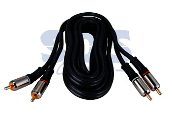 Шнур 2RCA Plug - 2RCA Plug 1.5М (GOLD) - металл REXANT/17-0133