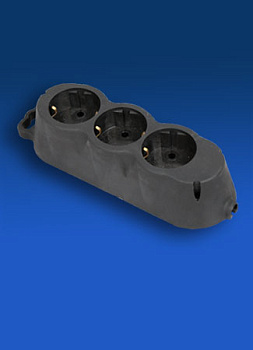 Колодка 3-ая наружная с/заземлением 16А 220V каучук/С000058***