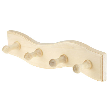 Вешалка-планка деревянная "Волна" 32,5х8,5х7см, 4 крючка, липа (Россия)