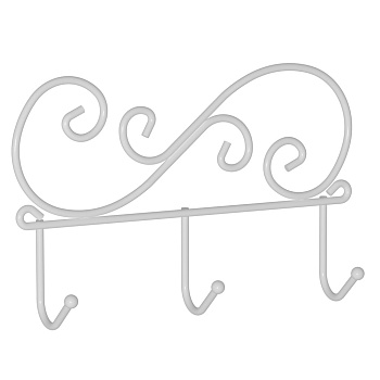 Вешалка настенная для одежды КРУЖЕВА 3 крючка, белая 