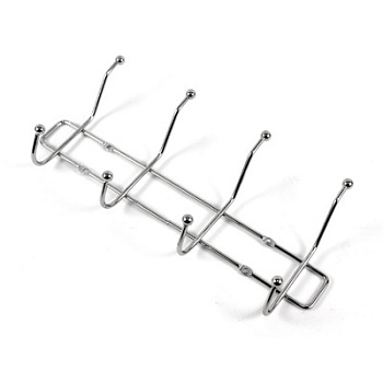 Вешалка-планка 4 двухрожковых крючка хром, 32см