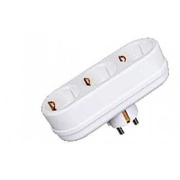 Токер линейный 3 гнезда с заземлением белый