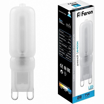 Лампа LED G9 7W/220В/6500К/холодный бел./Feron/матовая***