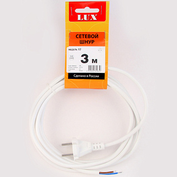 Шнур с вилкой 3м/ПВС 2*0,75/белый