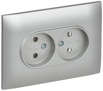 Розетка 2-м SKANDY 10А без заземл. без защ. шторок в сборе SK-R10S серебр. IEK