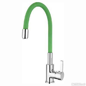 Смеситель  LEDEME для  кухни гибкий шланг, зеленый, латунь, керамический картридж d=35 /4898-5