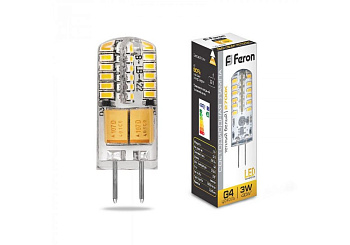 Лампа LED G4 3W/12В/2700К/теплый белый/Feron***