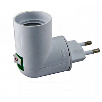 Переходник вилка-патрон Е27 c выключателем белый/TDM