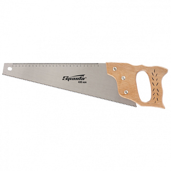 Ножовка по дереву, 400 мм, 7-8 TPI, каленый зуб, линейка, деревянная рукоятка Sparta/231855