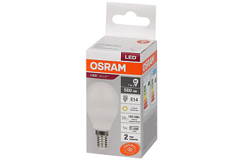 Лампа светодиодная шар 7W Е14/4000К/560Лм/холодный свет/OSRAM