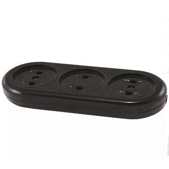 Розетка наружная 3-я без заземления карболит  черная 16А