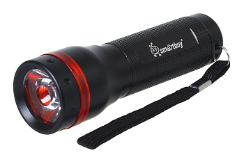 Фонарь ручной Smartbuy SBF-602-К (3*R03 1светодиод чёрный/алюминий 3W линза, 100м
