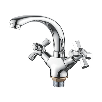 Смеситель LEDEM L1090-2 умывальник короткий излив, цинк, керамическая кран-букса 