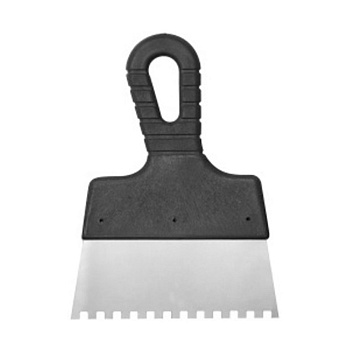 Шпатель из нержавеющей стали, 200 мм, зуб 10 х 10 мм, пластмассовая ручка /10078-20-10
