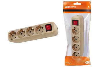 Колодка 4-я с/з с выключателем "Эко" сосна/ TDM 