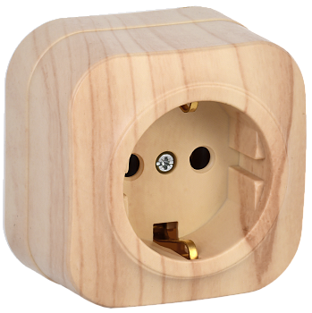 Розетка наружная 1-я с/з сосна/GLORY/IEK