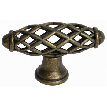 Ручка-кнопка Овал плетеная бронза/GR066/AE 