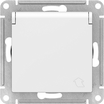 Розетка с/заземлением с/ш с крышкой белая 16А IP20 AtlasDesign