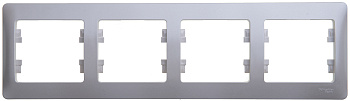 Рамка 4 постовая горизонтальная GLOSSA алюминий GSL000304