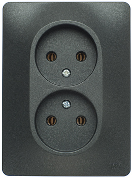 Розетка двойная без заземления GLOSSA антрацит GSL000720