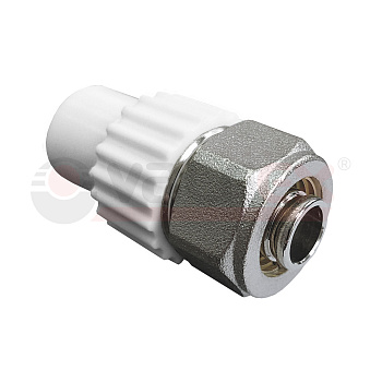 Комбинированный ниппель для соединения PPR-PE-AL-PE труб 20х16 (Valfex) БЕЛАЯ