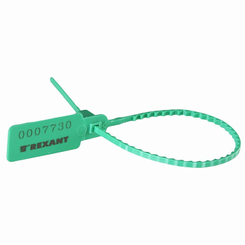 Пломба пластиковая номерная 255мм /зеленая/Rexant