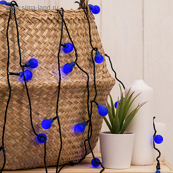 Гирлянда нить темная  5мс насадками Шарики Синии  LED 30 220V 8 режимов синий 3590708