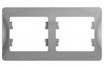 Рамка 2 постовая горизонтальная GLOSSA алюминий GSL000302