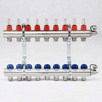 UNI-FITT Коллекторная  группа 1"*3/4" 5 выходов  с расходомерами и термостатическими вентилями