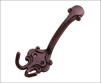 Крючок мебельный большой 3-х рожковый, коричневый