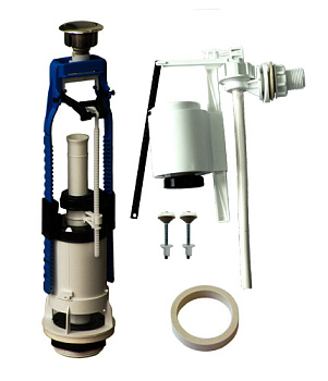 Арматура для смывного бачка, боковой подвод, 1- уровневая кнопка Псков /105.56.17.3