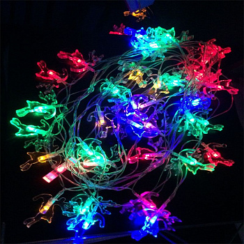 Гирлянда светодиодная "Олени" 40LED, 220V/RGB прозрачный провод