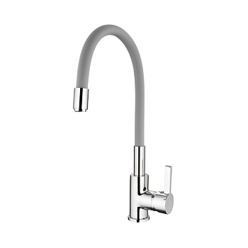 Смеситель LEDEME для  кухни гибкий шланг, серый, латунь, керамический картридж d=35 /4898-9