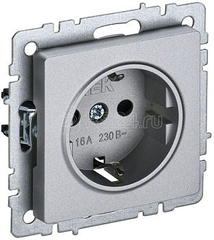 Розетка BRITE РС14-1-0-БрА 16А с заземл. защ. шторки механизм алюм. IEK 