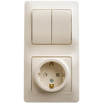 Блок комбинированный внутренний розетка б/з +2клавиши бежевый GSL000272
