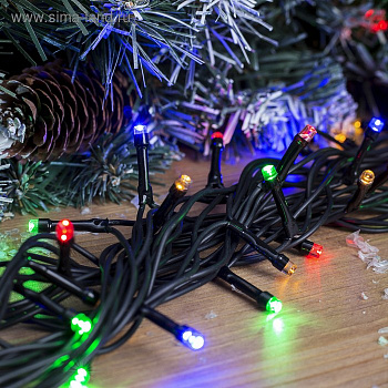 Гирлянда нить темная  Уличная 10м LED-100-220 .8 режимов. мульти. 705562