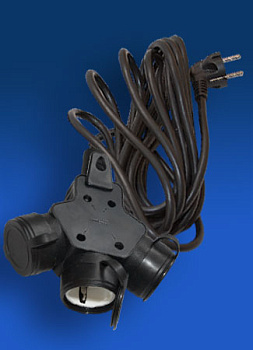 Удлинитель 3гнезда 5м/ПВС 3х1,5 /с/з /16А/ 220V IP44 каучук/