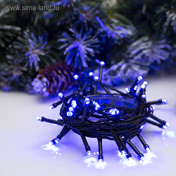 Гирлянда нить темная 5м LED 50 220V 8 режимов синий 3556766