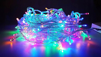 Гирлянда  300LED/RGB/ 18мертов прозрачный шнур 220V