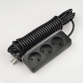 Удлинитель 3*5 м б/з 3х0,75/10А/ черный/S-CD3-5/Uniel