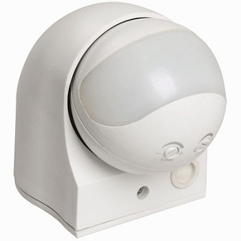 Датчик движения, настенный, белый ДД010 ,1100Вт, IP44, угол 180,10 м /ИЭК