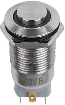 Кнопка антивандальная Ø12 12В Б/Фикс (2с) (ON)-OFF зеленая (A-12-C2) REXANT