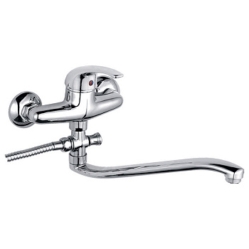 Смеситель LEDEME для ванны с длинным изливом, цинк, керамический картридж d=35 /L2129-B