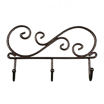 Вешалка настенная для одежды КРУЖЕВА 3 крючка черная/медь 