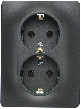 Розетка двойная с заземлением GLOSSA антрацит GSL000724