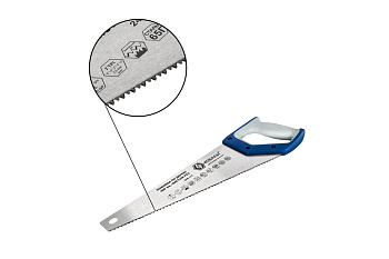 Ножовка по дереву КОБАЛЬТ 400 мм, шаг 3,5 мм/ 7 TPI, закаленный зуб, 3D-заточка, чистый рез/246-111