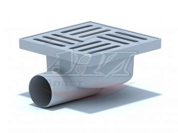 Трап Ани горизонтальный с выпуском 50 мм с решеткой из пластика 15 х15см