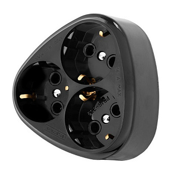 Тройник черный треугольный 16А/ с/з /РВ16-259